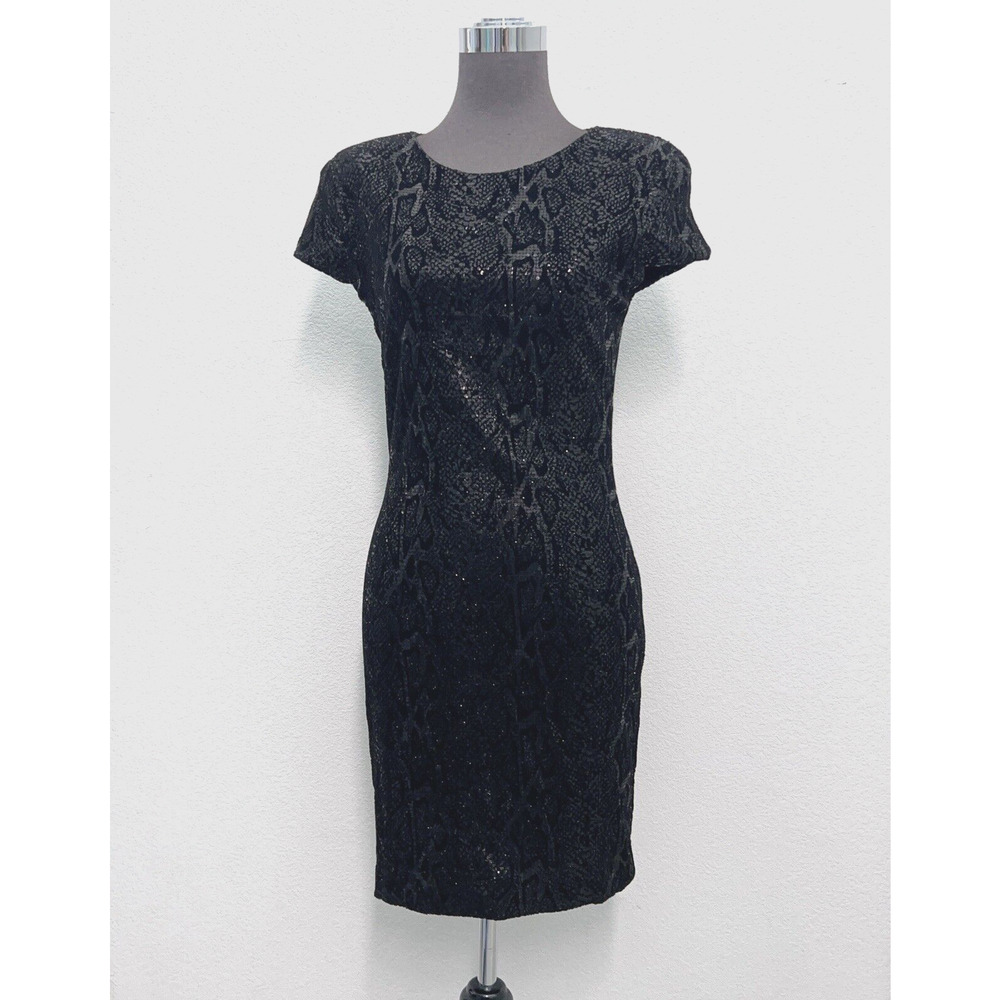 Alice + Olivia Dress Women XS (est) black sequin Mini short Sleeve